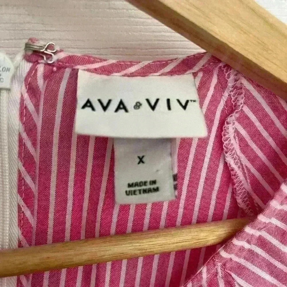 Ava + Viv pink white stripe cotton  top PLUS SIZE size X - Picture 4 of 7